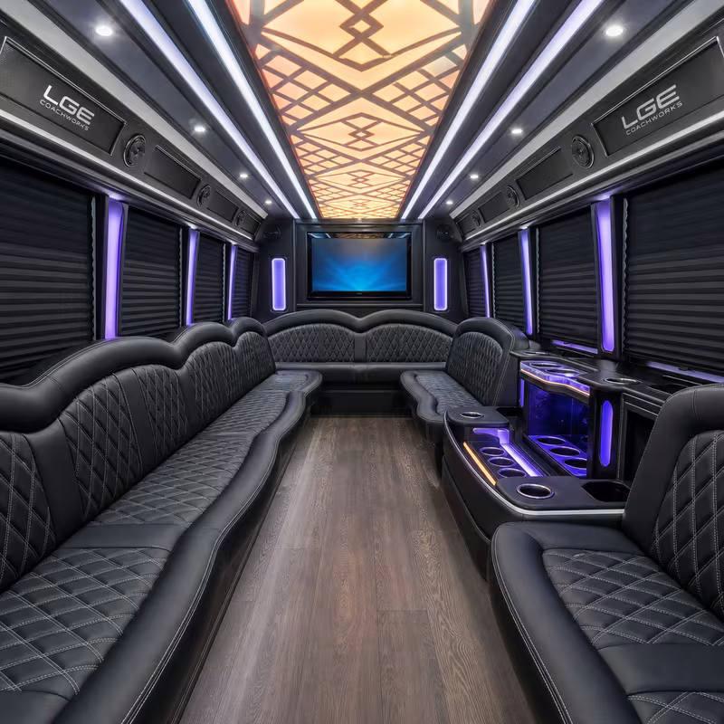 15 Passenger Party Bus Interior
