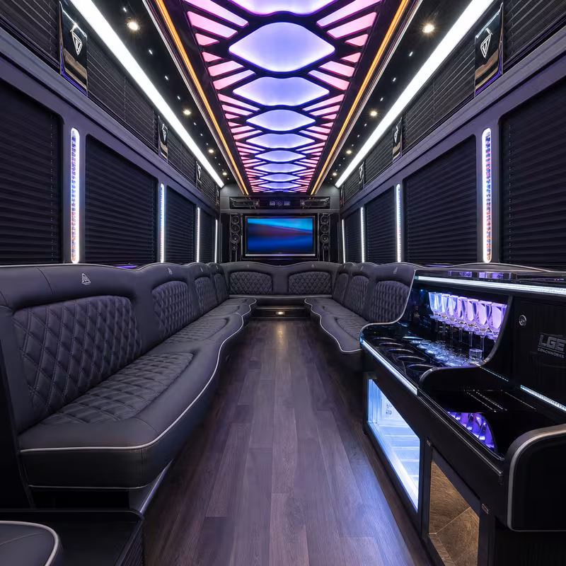 18 Passenger Party Bus Interior