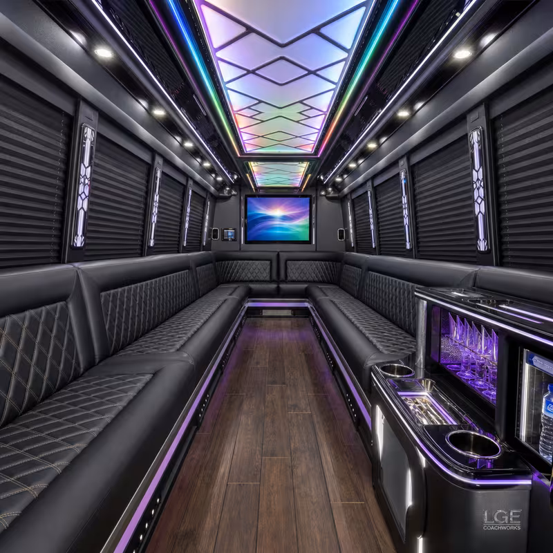 20 Passenger Party Bus Inside