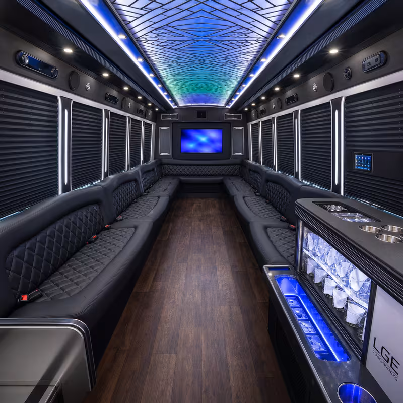 20 Passenger Party Bus Interior