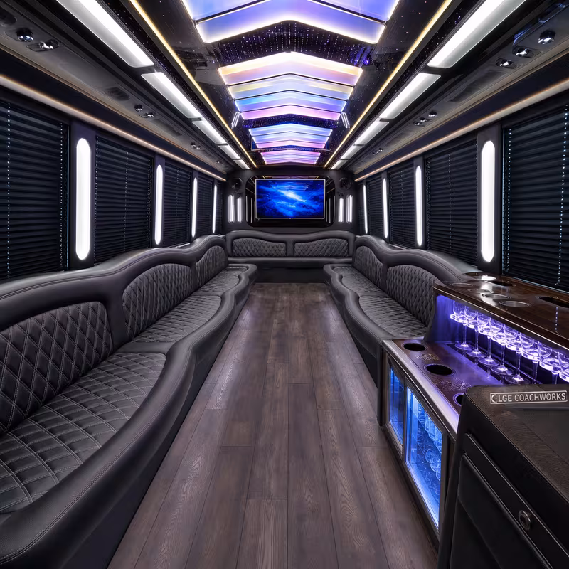 25 Passenger Party Bus Interior