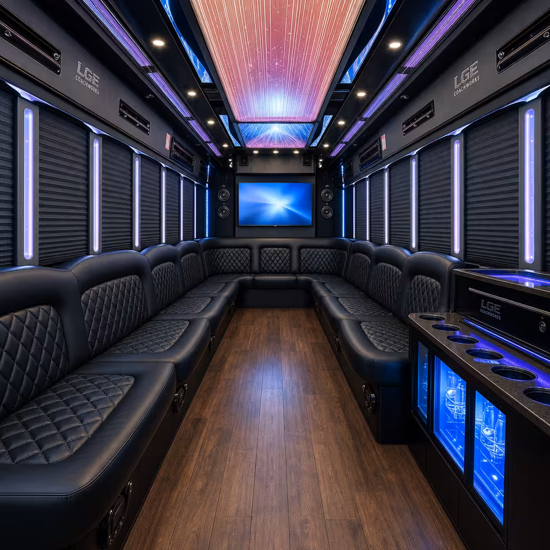 28 Passenger Party Bus Interior
