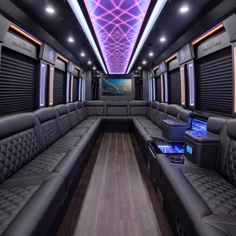 40 Passenger Party Bus Inside