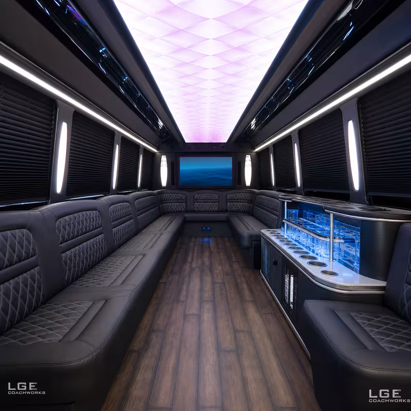50 Passenger Party Bus Inside