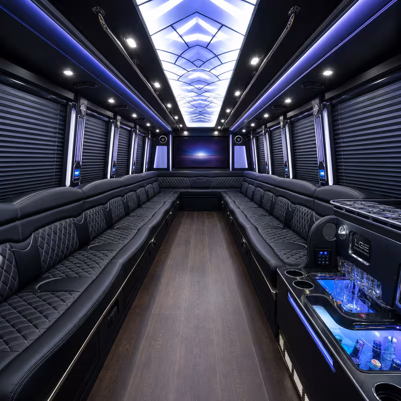 50 Passenger Party Bus Interior