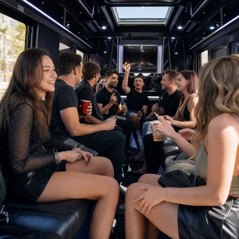 Passengers loading luggage while boarding an Stockton group shuttle
