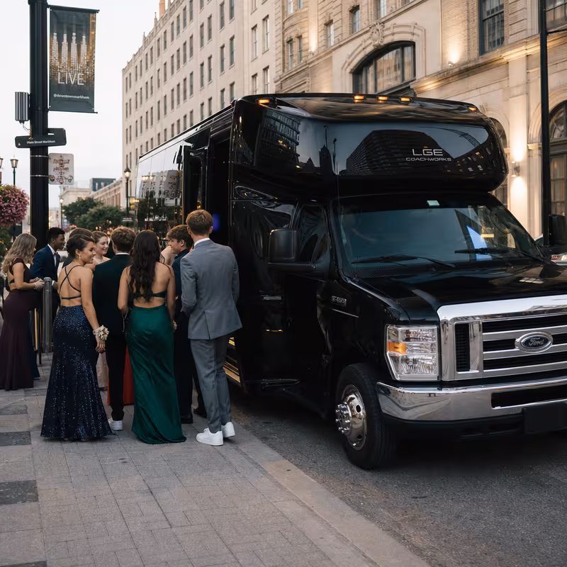 Passengers loading luggage while boarding an Stockton group shuttle