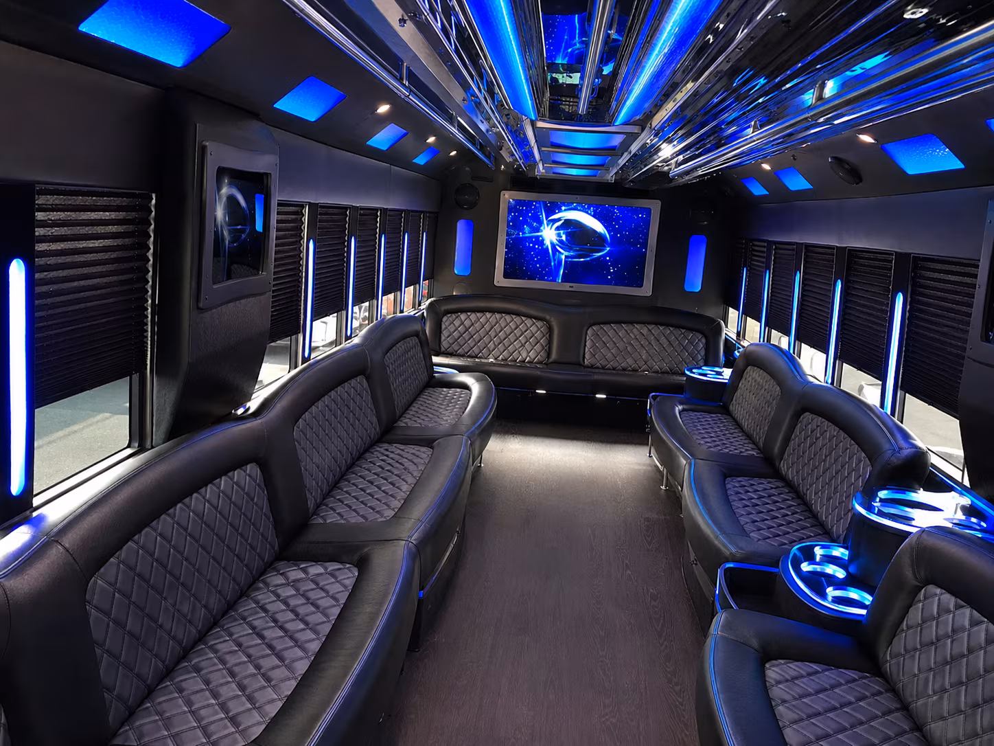 Stockton Birthday, Sweet 16, & Quinceañera Transportation party bus exterior