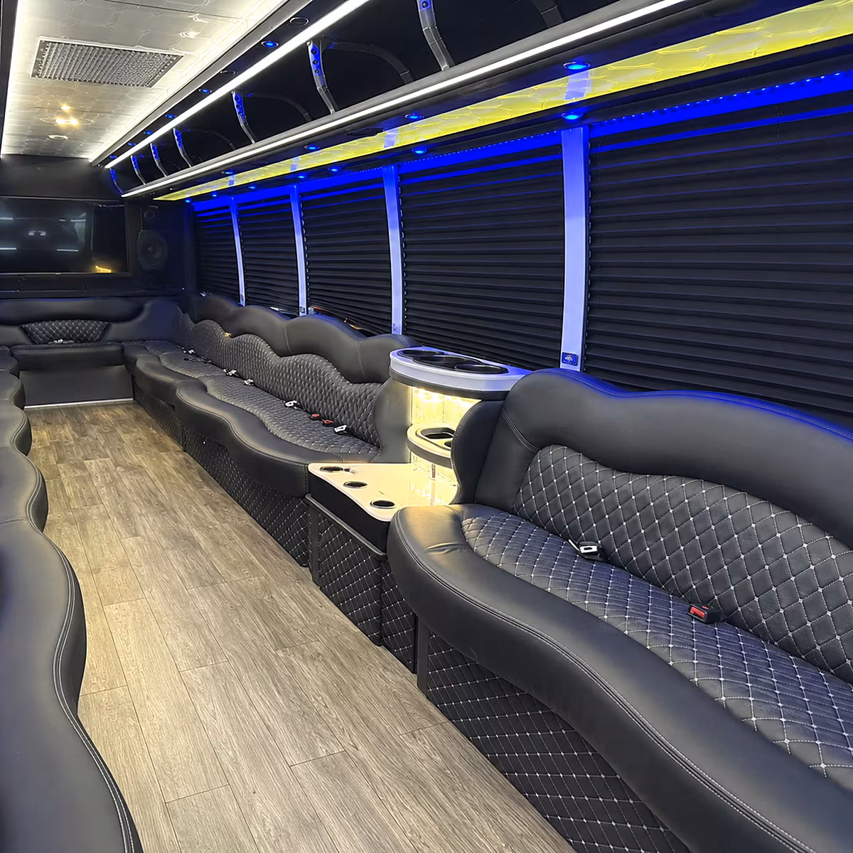 Stockton Birthday, Sweet 16, & Quinceañera Transportation party bus interior
