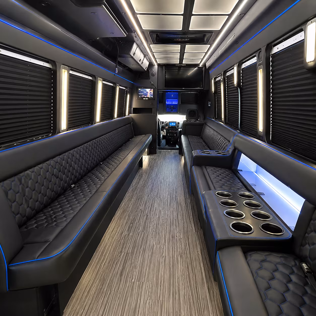Stockton Birthday, Sweet 16, & Quinceañera Transportation party bus interior
