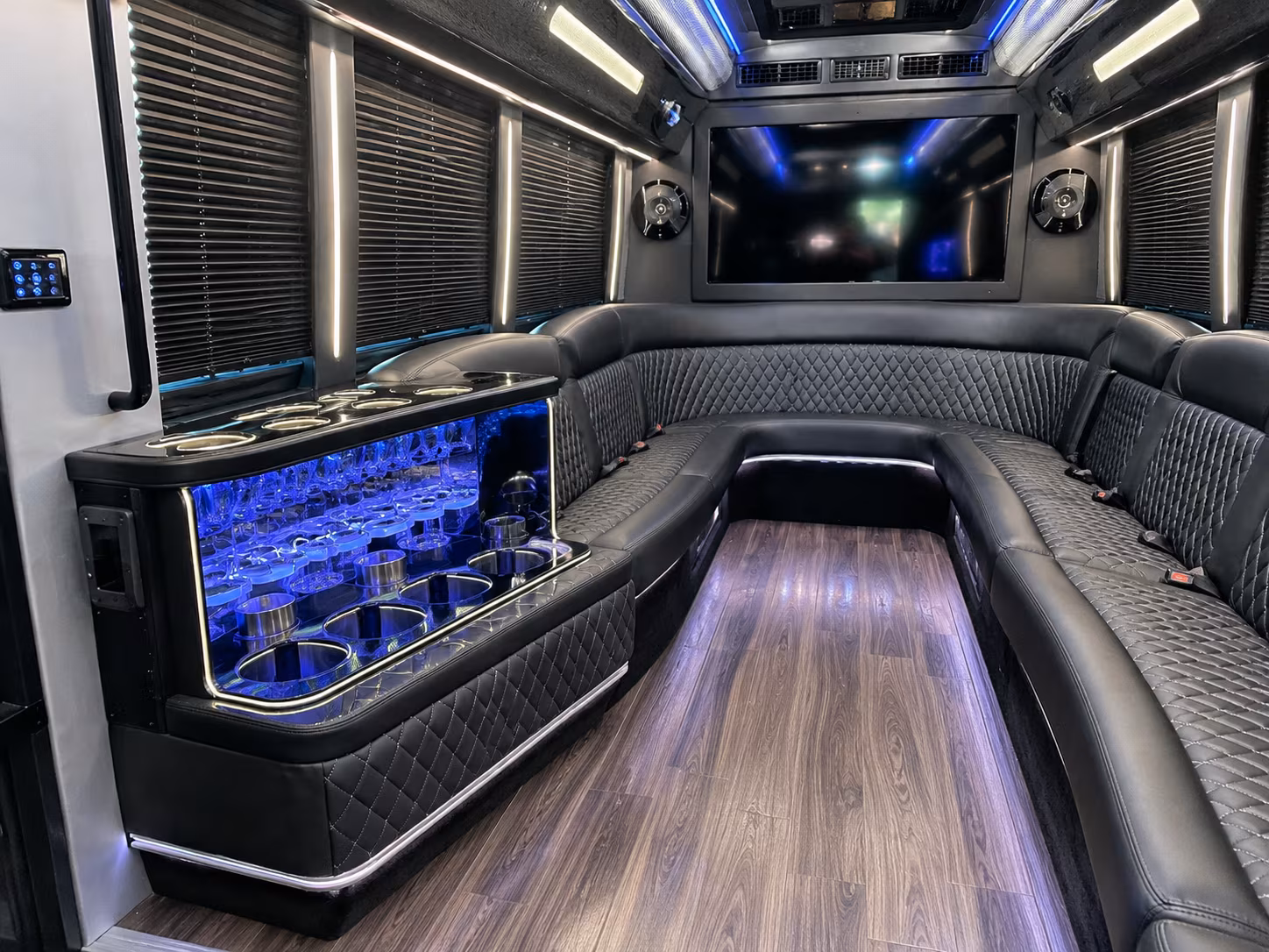 Stockton Private Event Transportation party bus exterior