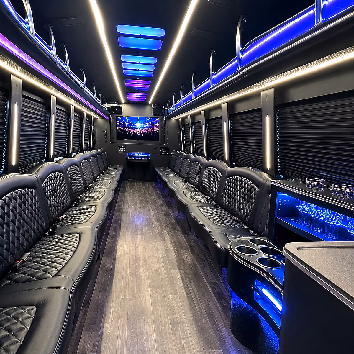 Stockton Prom & Homecoming Transportation party bus interior