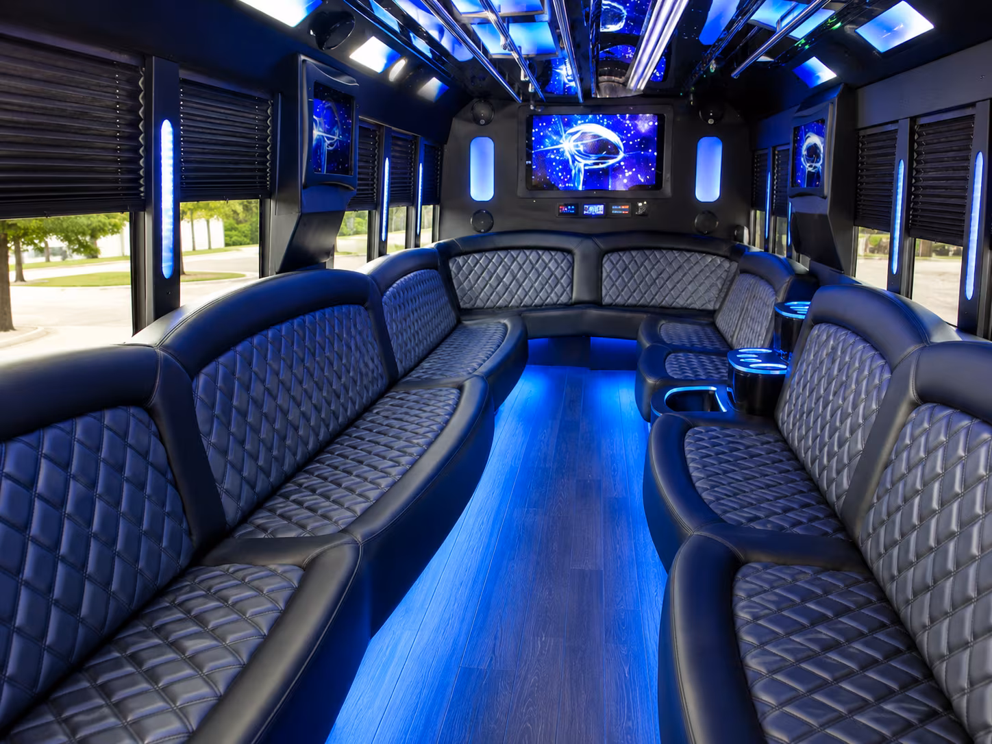 Stockton Sporting Event Transportation party bus exterior
