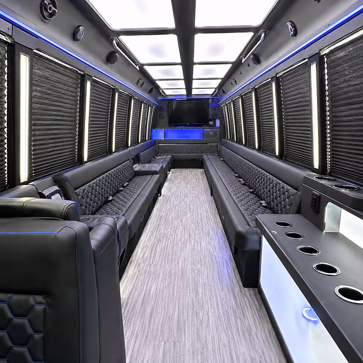 Stockton Wedding Transportation party bus interior